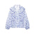 Blue White Floral Blouse Women Ruffled Long Sleeve Elegant Top