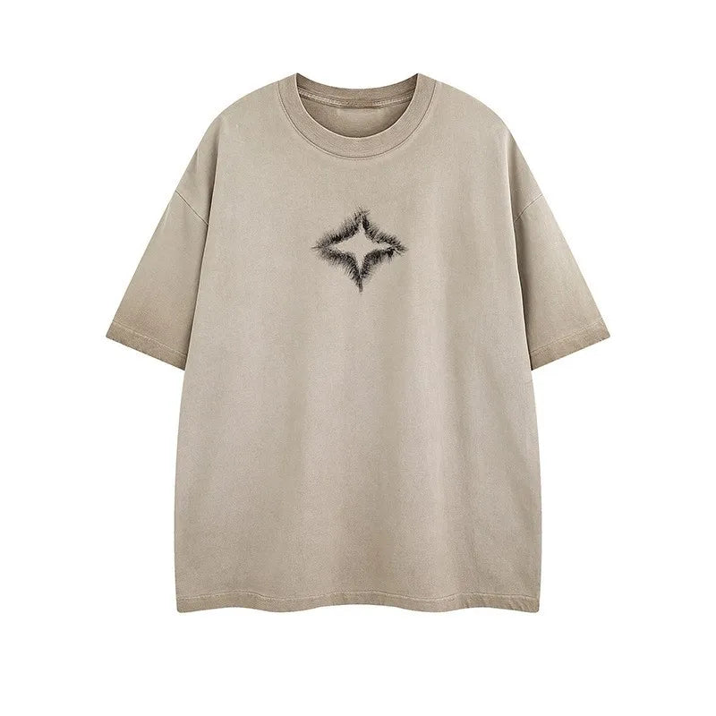 2025 Washed Vintage Streetwear Men's T-Shirt Loose Casual Trend