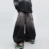 Letter Patchwork Baggy Gradient Color Jeans Men Wide Leg Casual Denim