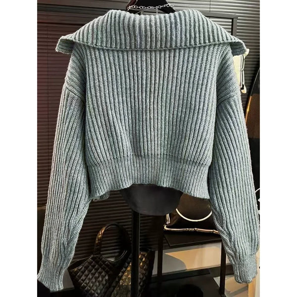 Womens Y2K Knit Sweater Elegant Pullover Long Sleeve Winter Jumper