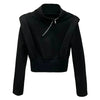 Womens Asymmetric Zip Hoodie Oversized Crop Streetwear Pullover Top