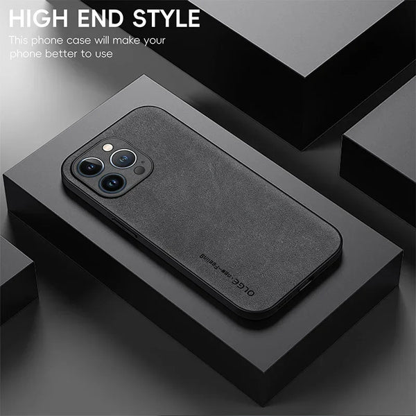 Luxury Leather iPhone Case Silicone Soft Shockproof Protection Cover