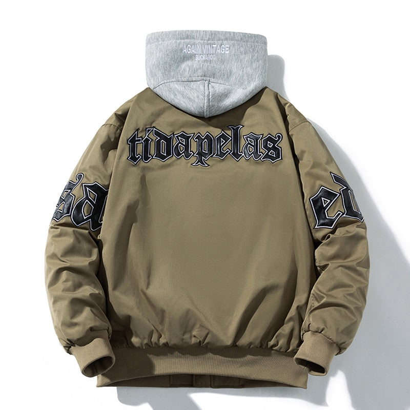 Männer Brief Baseball Jacke Winter Vintage Kapuze