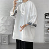 Mens Oversized Plaid Tshirt Korean Style Loose Fit Short Sleeve