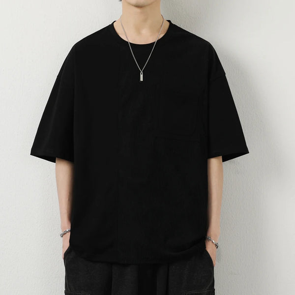 Mens Oversized Contrast Color Tee Cotton Hip Hop Streetwear Shirt