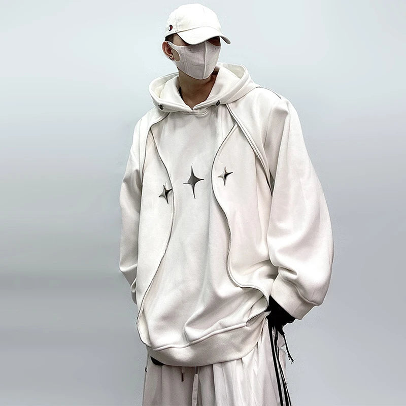 Hip Hop Oversized Hoodie Men Streetwear Padded Shoulder Loose Pullover