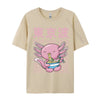 Kawaii Axolotl Eating Ramen Noodles T Shirt Autumn Hip hop