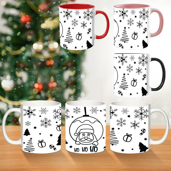 2025 1pc Black Santa Claus 3d 11oz Ceramic Mug With Handle