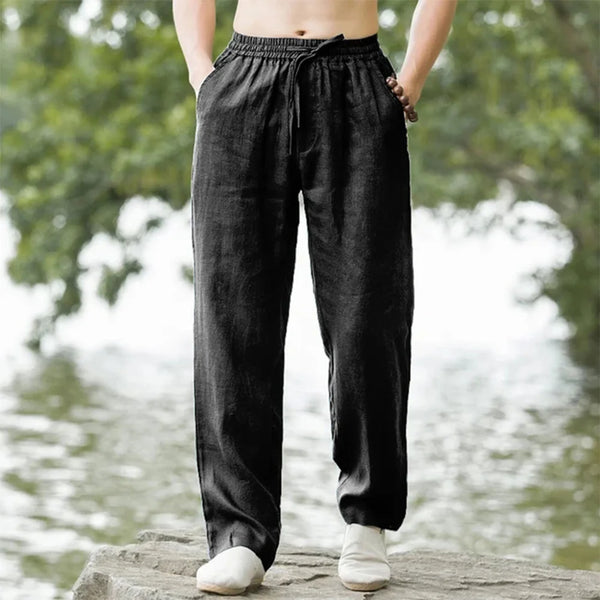 Men's Beach Pants JoggersStreetwear Cotton Linen Sweatpants Casual