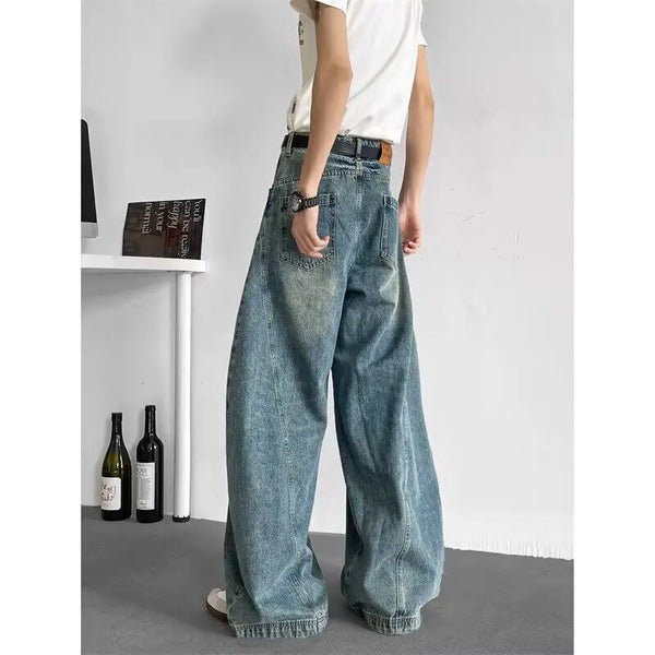 Men Baggy Jeans Wide Leg Unisex Streetwear Hip Hop Dance Pants Loose Fit