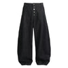 Mens Retro Curved Leg Jeans Wide Fit Black Denim Pants Streetwear
