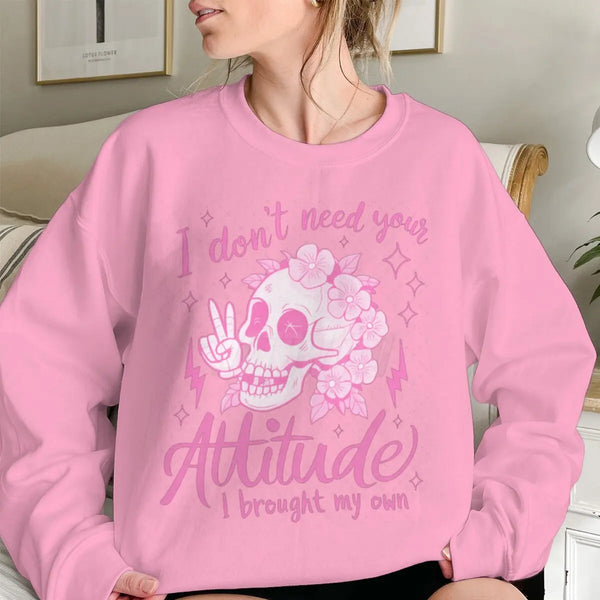 Funny Skeleton Hoodie Sarcastic ‘I Don’t Need Your Attitude’ Sweatshirt for Fall