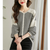 Womens Striped V Neck Pullover Oversized Long Sleeve Tee Office Top(7