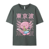 Kawaii Axolotl Eating Ramen Noodles T Shirt Autumn Hip hop