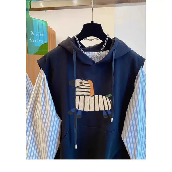 Get Cozy Loose Fit Fake 2 Piece Sweatshirt