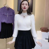 Elegant Fashion Long Sleeve Blusas Casual Korean Hollow Out Shirts