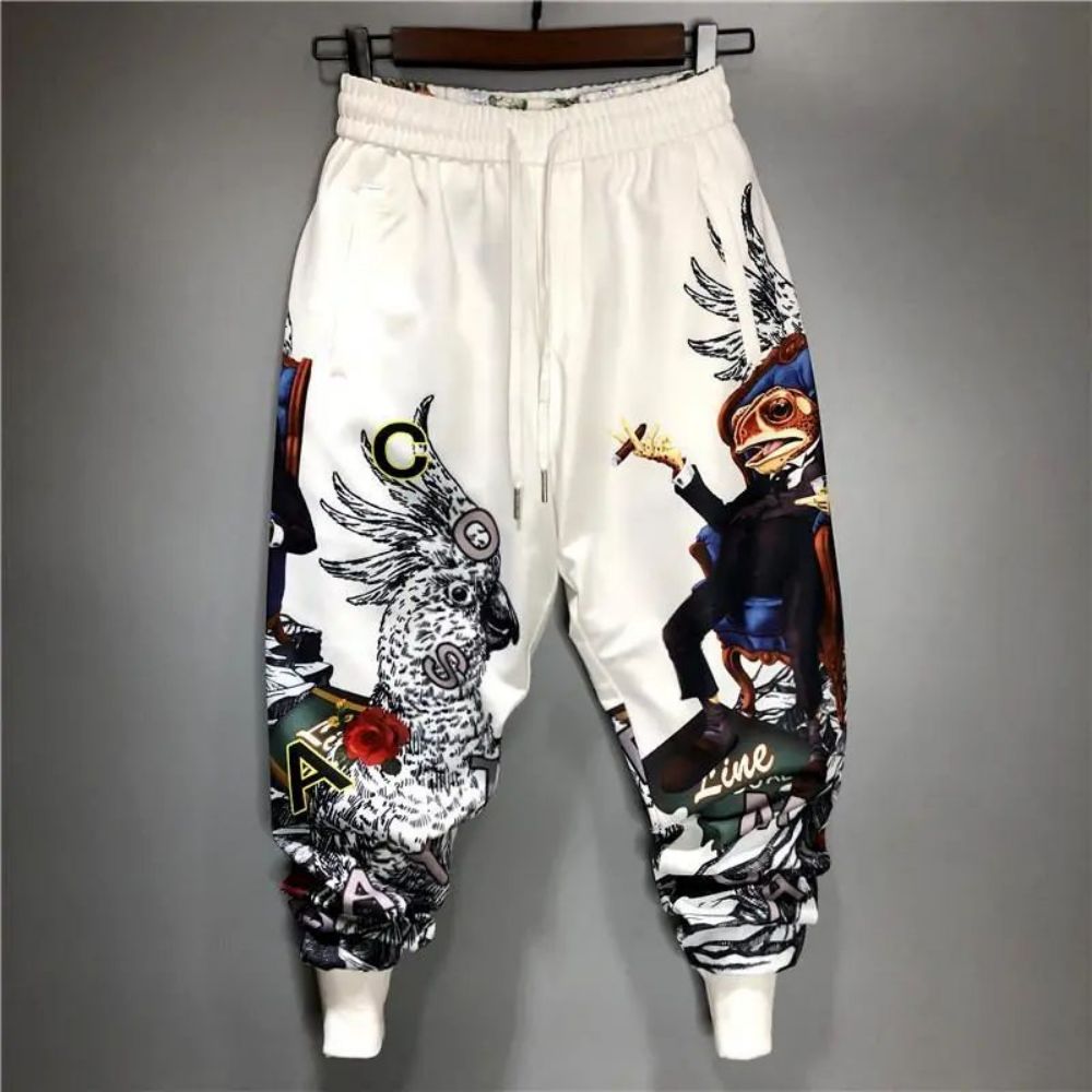 Men Pants Harem Joggers Patchwork Elastic Hip Hop Printed Streetwear Harajuku