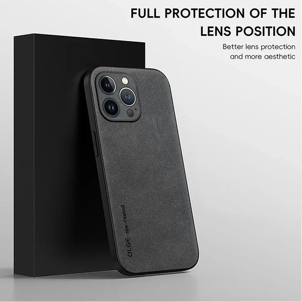 Luxury Leather iPhone Case Silicone Soft Shockproof Protection Cover