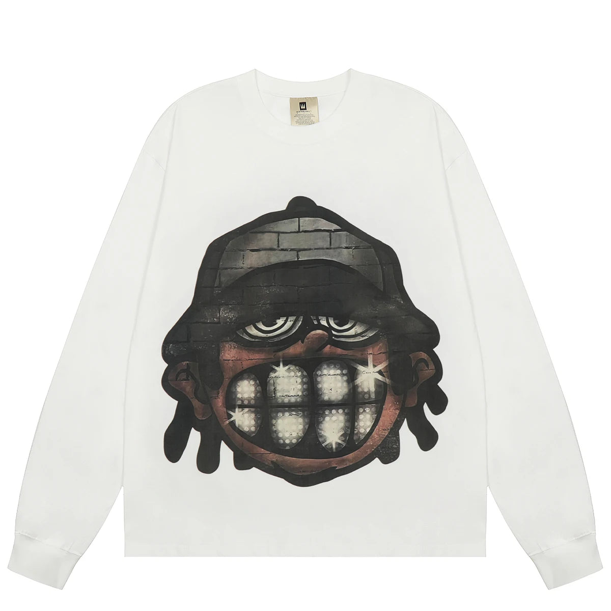 Men Brick Head Cartoon Graphic Sweatshirt