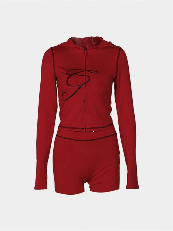 2025 Spring Women's 2 Piece Set Zipper Hoodie and Pants Streetwear