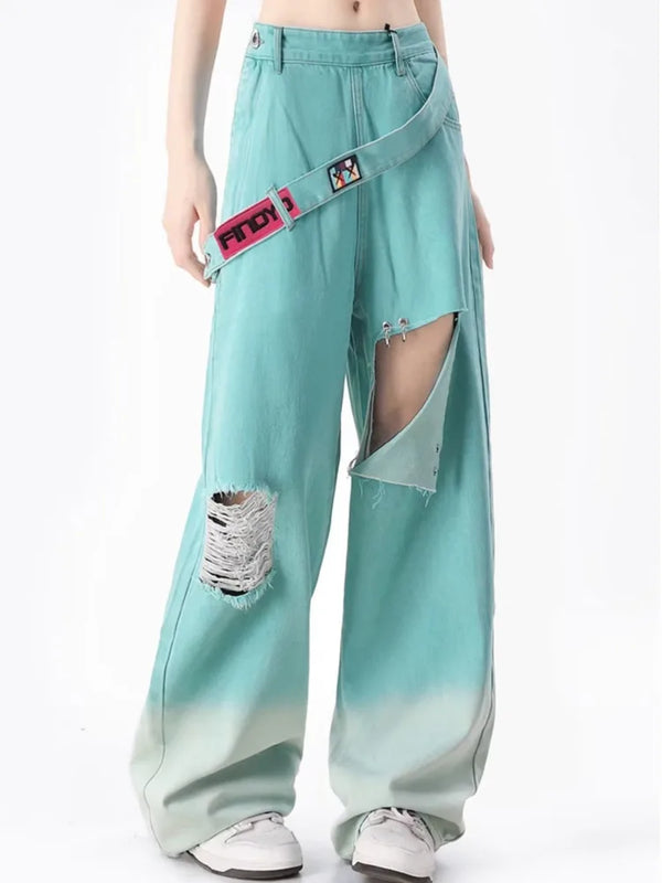 Dopamine Gradient Wide Leg Jeans Women’s Casual Spring Fall Denim