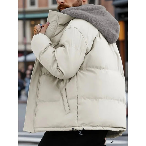 Winter Windproof Men's Jacket Casual Fake Two Hooded