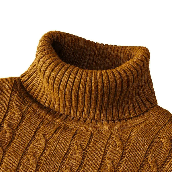 Mens Ribbed Turtleneck Sweater Slim Fit Knit Pullover Lightweight
