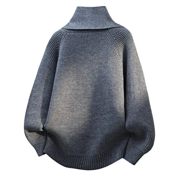 Mens Scarf Neck Sweater Casual Loose Button Knit Pullover Fall
