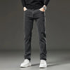 Mens Slim Straight Stretch Jeans Warm Winter Black Gray Pants
