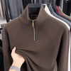 Men's Velvet Hoodie Long Sleeve High Collar Zipper T-