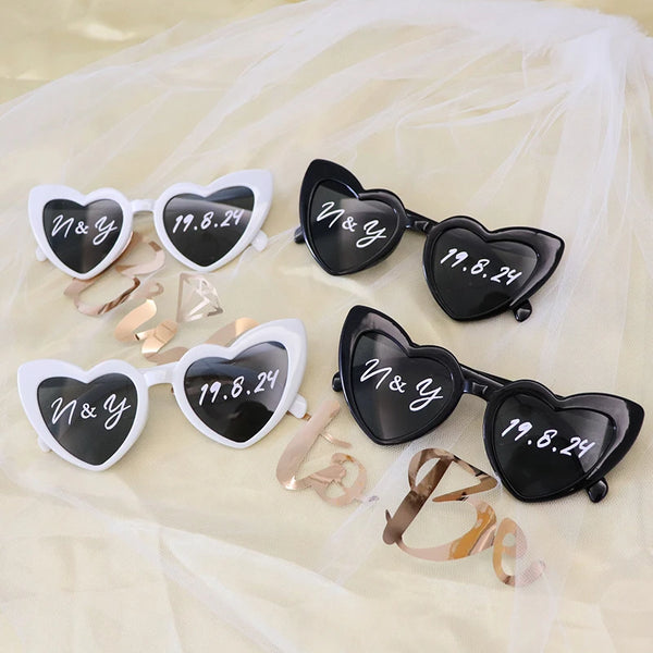 Personalised Text Wedding WhiteWedding Sunglasses Personalised Love Heart