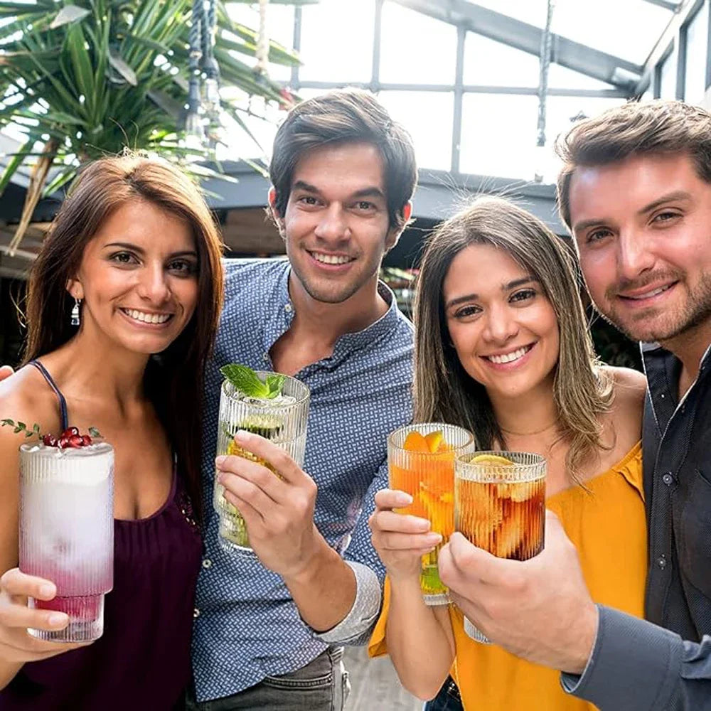 Glasbecher Stapelbare Glaswaren Streifen Transparente Trinkbecher