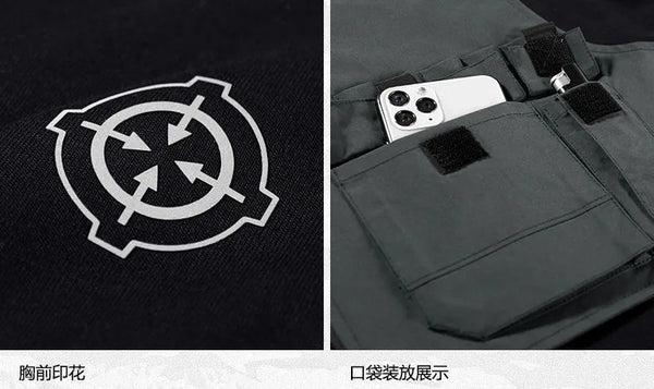 Techwear Long Sleeve Tshirt Men Black Patch Oversized Cotton