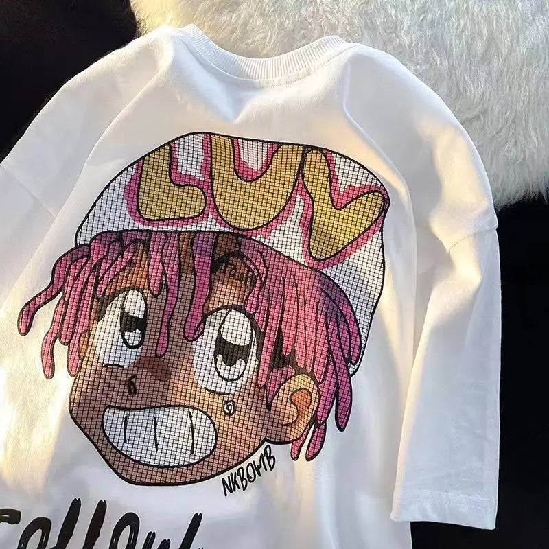 Men’s Summer Loose Print T-Shirt Harajuku Streetwear Top