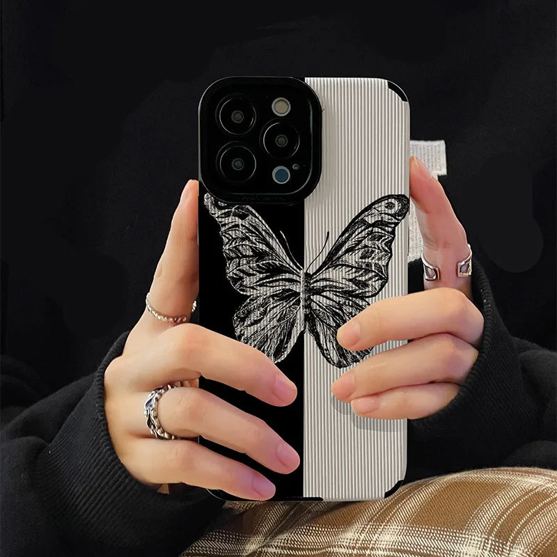 Dunkle Farbe Telefon Fall Stoßfest Schmetterling Korea Stil