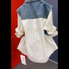 Striped Denim Jacket Women Korean Layered Look Shirt Spring Top