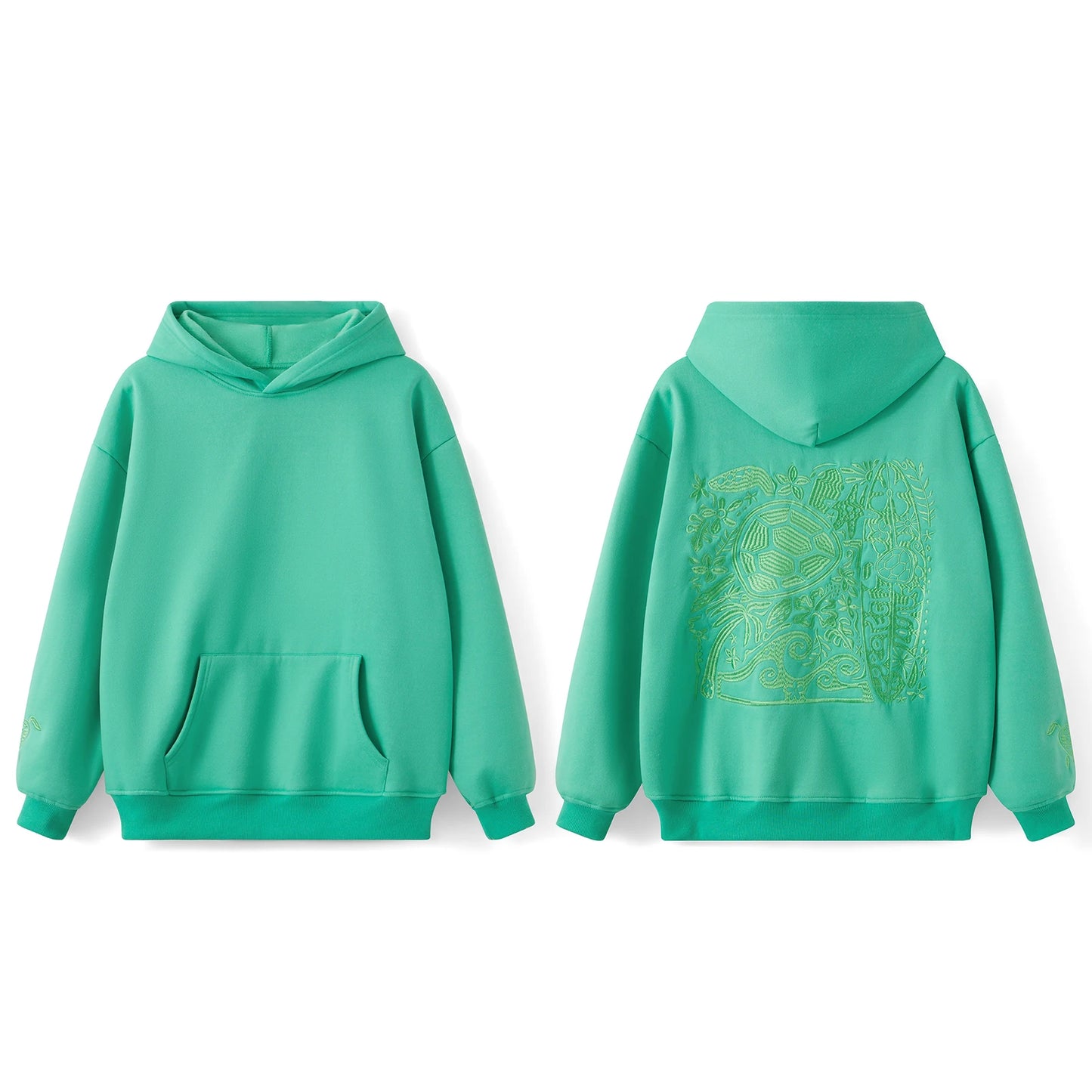 Women's Turtle Embroidered Hoodie Loose Fit Long Sleeve Pullover