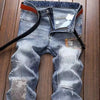 Men Vintage Cargo Biker Jeans Stretch Moto Denim Pants