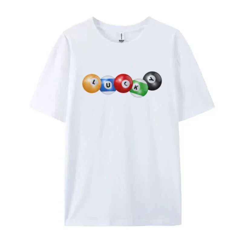 Cute Retro Lucky Pool Ball T-Shirt Y2K Grunge Streetwear for Women