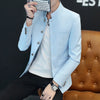 Mens Slim Fit Blazer Mandarin Collar Jacket Business Casual Suit