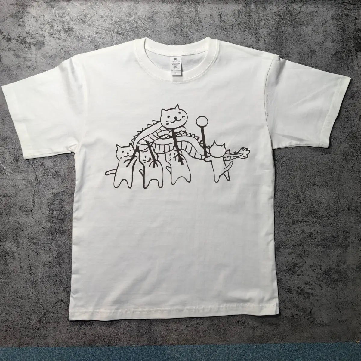 American Ins Retro Hand-Painted Cat Print Cotton T-shirt