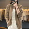 Wool Zipper Cardigan Padded Shoulder Stand Collar Women