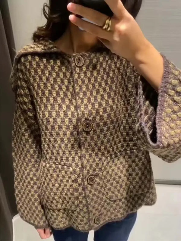 Short Knit Jacket Women Button Up Cardigan Fall Winter 2025 Coat