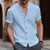 Men’s Stand Collar Henley V-Neck Shirt – Casual Summer Hawaiian Top 2025 in Solid White/Black