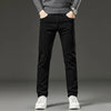 Mens Slim Straight Stretch Jeans Warm Winter Black Gray Pants
