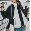 Womens Colorblock Fleece Jacket Hooded Workwear Style Outwear