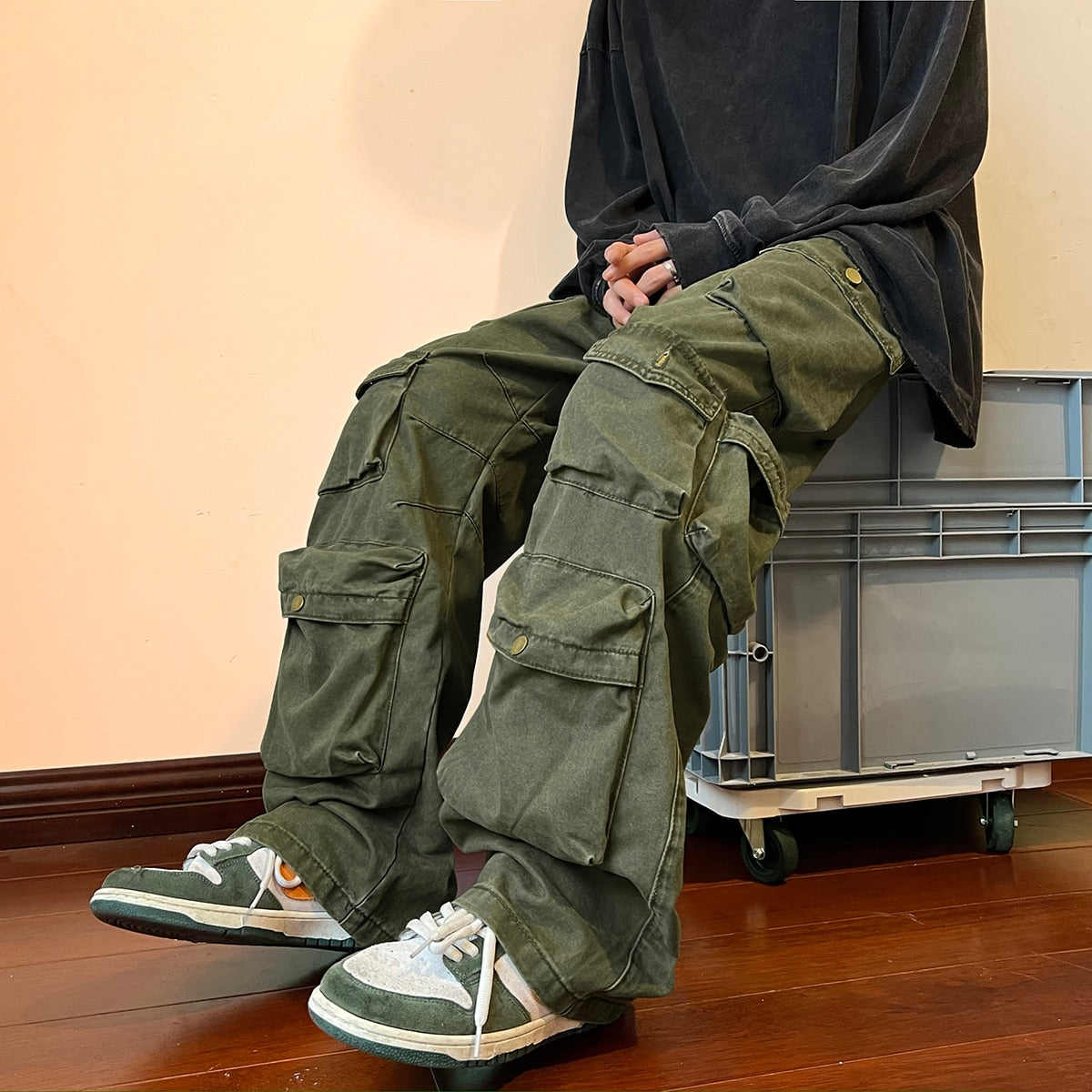 Cargo Pants Multi-pockets Pant Harajuku Men Streetwear Casual Hip-hop