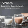 1/2/4Pcs 150/250ml Transparent Glass Coffee Cup with Handle