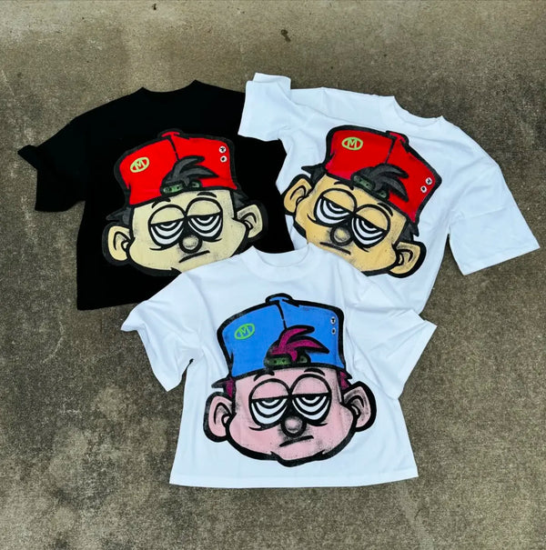 2024 Anime Street Kleidung Muster T-shirt Harajuku Y2k Top Casual Rundhals