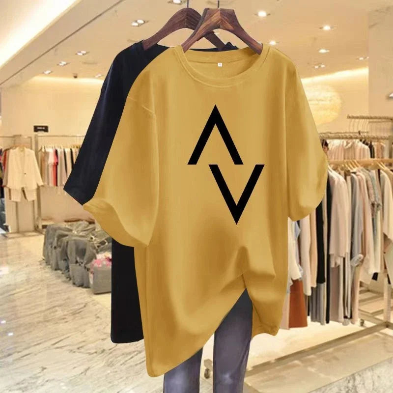 Elegant Summer Tshirt Women Loose Fit Cotton Casual Top